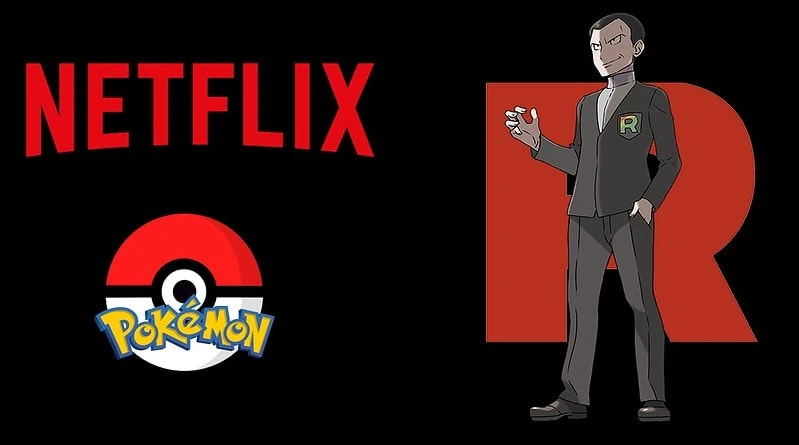 Pokemon Banner featuring Netflix Logo, Pokeball, Pokemon, Giovanni and Team Rocket