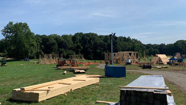 Set building in Rhode Island for 'Hocus Pocus 2' movie production.