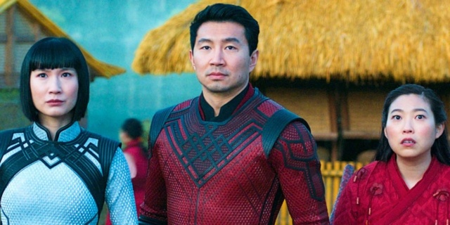 Xialing (Meng’er Zhang), Shang-Chi (Simu Liu) and Katy (Awkwafina) in Shang-Chi Legend of the Ten Rings