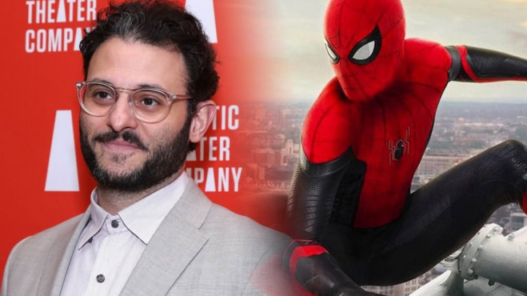 A talented actor from 'Succession' in a Spider-Man costume on set.