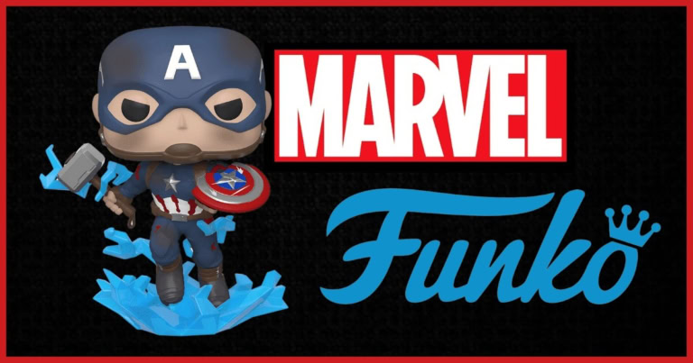 A colorful Marvel Funko Pop! Captain America figure on a black background.