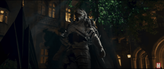 Steven/Marc is encased in the Moon Knight costume. (Marvel/Disney)