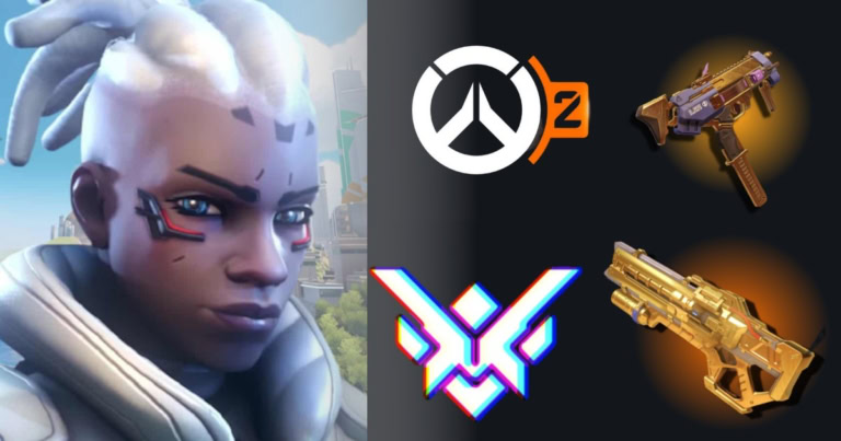 Overwatch 2 character with gaming icons and weapon skins, gaming rumors, and updates.