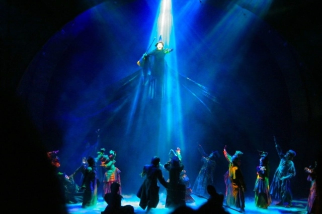 Elphaba Defying Gravity on Wicked on Broadway