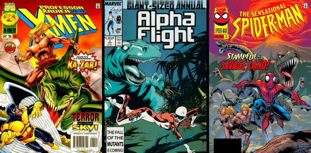 savage land ka-zar covers-1990s-spider-man-x-men-alpha-flight
