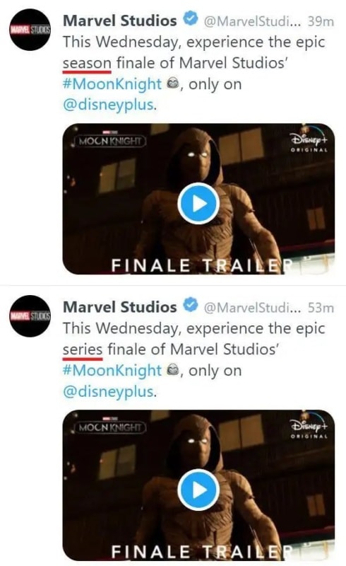 series to season finale change moon knight tweet
