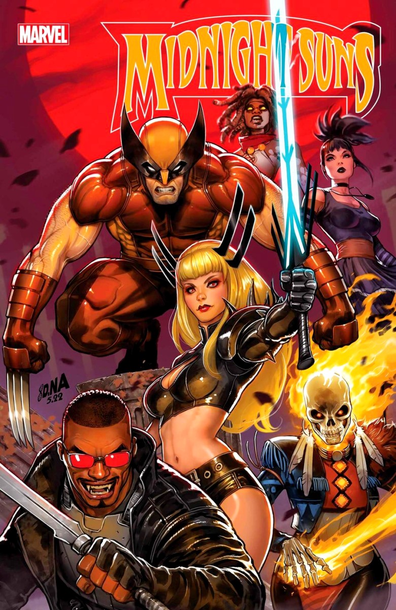 The Cosmic Circus: New Midnight Suns comic book cover featuring Marvel characters with vibrant color.