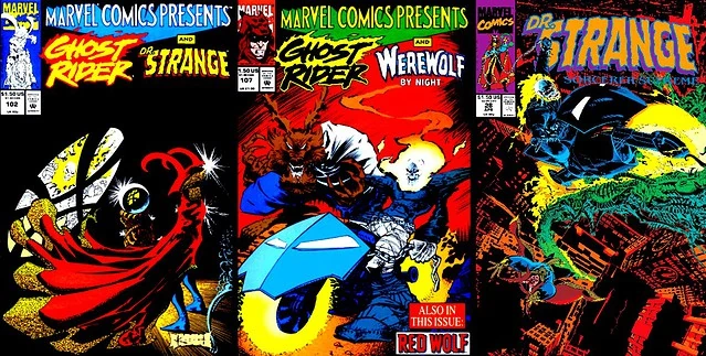 midnight-sons-comics-covers-1990s-marvel-presents-ghost-rider-werewolf-night-doctor-strange-sorcerer-supreme
