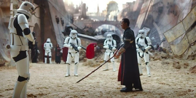 Donnie Yen as Chirrut in Rogue One: A Star Wars Story. (Lucasfilm)