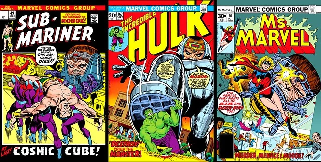 modok-comics-covers-1970s-1980s-namor-submariner-hulk-ms-marvel