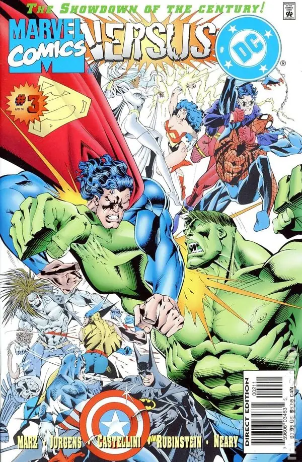 Marvel vs DC comic book cover 