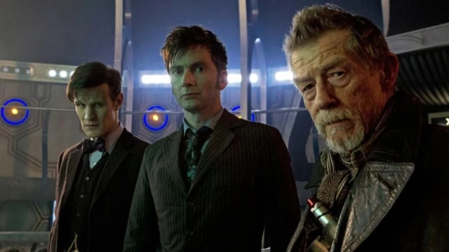 Matt Smith, David Tennant, and John Hurt in “The Day of the Doctor”