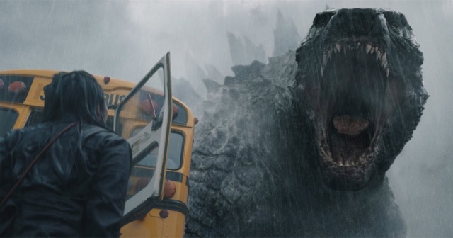 Anna Sawai as Cate staring at Godzilla in Monarch: Legacy of Monsters. (Apple TV+)