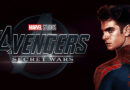 Spider-Man in costume from Marvel's Avengers: Secret Wars movie poster.