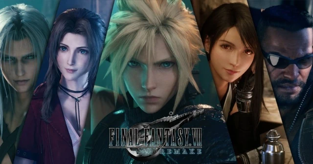 (L-R): Sephiroth, Aerith Gainsborough, Cloud Strife, Tifa Lockhart & Barret Wallace in Final Fantasy VII: Remake (2020)
