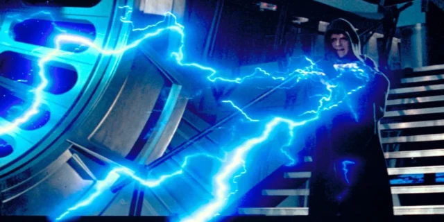 Palpatine electrocuting Luke in Return of the Jedi. (Disney/Lucasfilm)