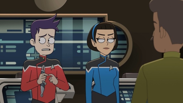 Gabrielle Ruiz as T'Lyn and Jack Quaid as Brad Boimler in Star Trek: Lower Decks (Paramount+)