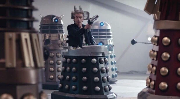 The Doctor in Davros’s chair in The Magician’s Apprentice / The Witch’s Familiar