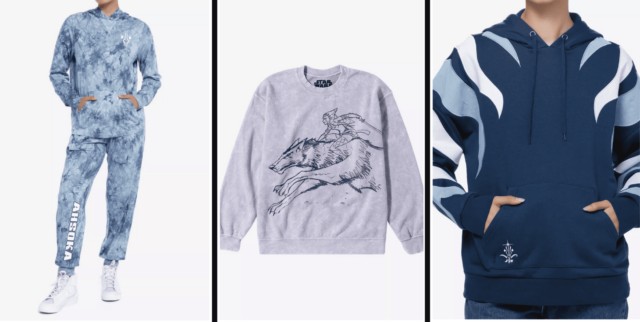Ahsoka tie-die sweat suit, Loth Wolf Dave Filoni drawing, Lekku hoodie. Star Wars gifts from Her Universe