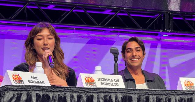 Natasha Liu Bordizzo and Eman Esfandi at L.A. Comic Con 2023