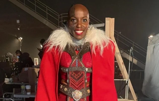 Janeshia Adams-Ginyard behind the scenes as Nomble on 'Black Panther: Wakanda Forever'
