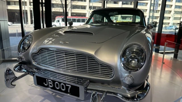 Aston Martin DB5 on display at the International Spy Museum for the Bond In Motion exhibit
