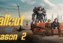 Aaron Moten as Maximus in Power Armor, Walton Goggins as the Ghoul on a couch with Ella Purnell's Lucy MacLean