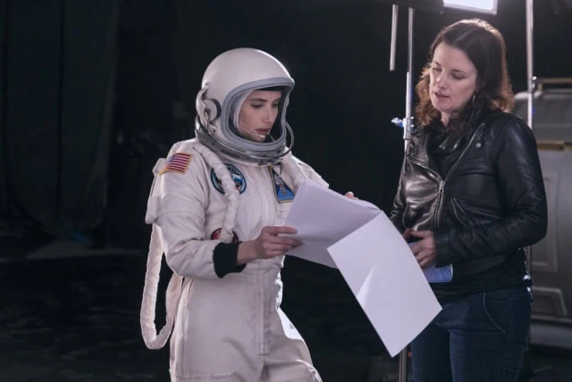 Emma Roberts (Rex) and Director Liz W. Garcia filming Space Cadet