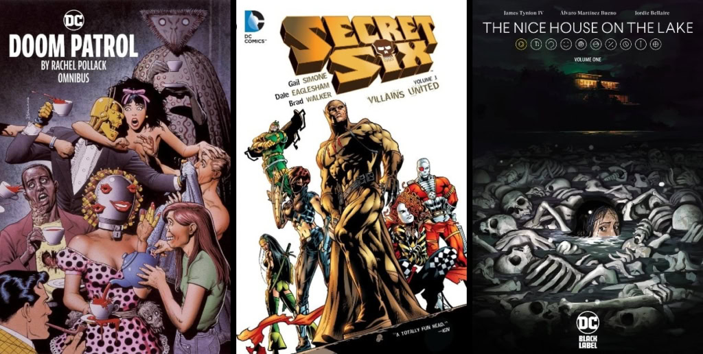 Doom Patrol comic book characters with colorful costumes and diverse personalities.