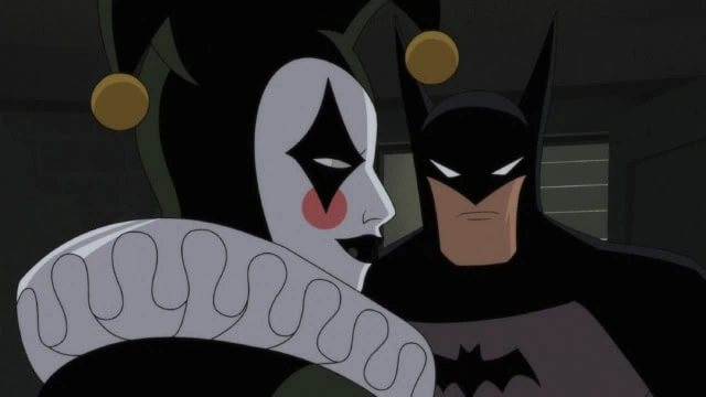 Harley Quinn, Batman (Jamie Chung and Hamish Linklater) in Batman: Caped Crusader (Prime Video)