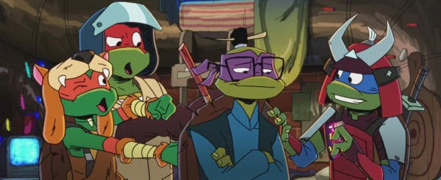 Michelangelo (Shamon Brown Jr.), Raphael (Brady Noon), Donatello (Micah Abbey) and Leonardo (Nicolas Cantu) in Tales of the Teenage Mutant Ninja Turtles (Paramount+)