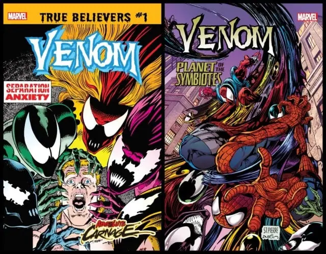 Venom: Separation Anxiety & Venom: Planet of the Symbiotes comic book covers