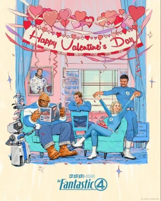 fantastic-four-first-steps-valentines-poster with H.E.R.B.I.E. Herbie the Robot