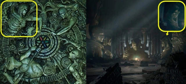 sculptures amongst other celestial entities in Guardians of the Galaxy and Thor: Love and Thunder (Marvel/Disney+)