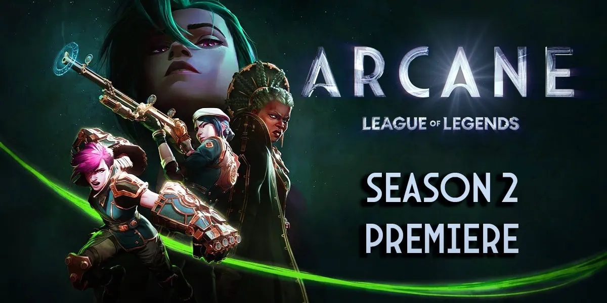 Arcane season 2, premiere review banner featuring characters from the series