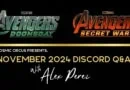 November discord q&a with Alex Perez featuring Avengers Doomsday and Secret Wars logos