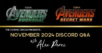 November discord q&a with Alex Perez featuring Avengers Doomsday and Secret Wars logos