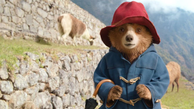 paddington-in-peru Paddington bear in front of goat on a wall