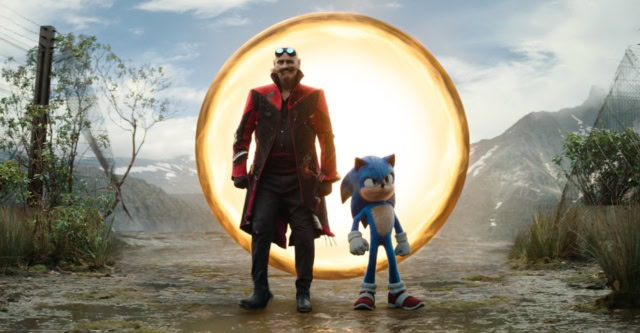 Ivo Robotnik (Jim Carrey) and Sonic (Ben Schwartz) in Sonic the Hedgehog 3