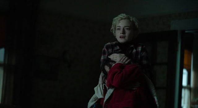 Julia Garner and Matilda Firth in Wolf Man