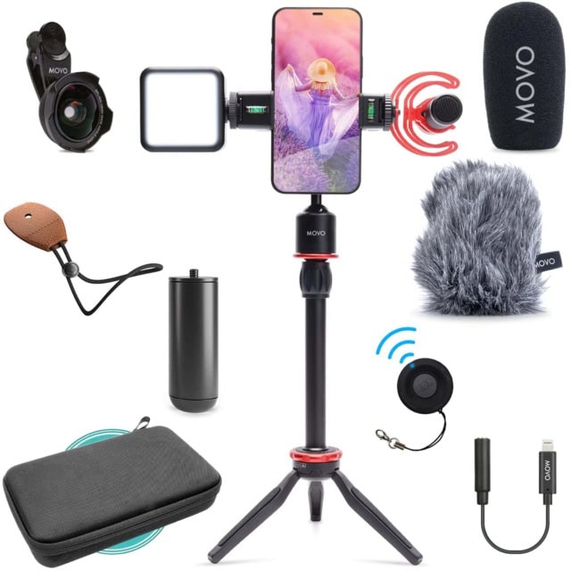 Movo iVlog 1 kit Picture of equiptment for vlogging in the kit
