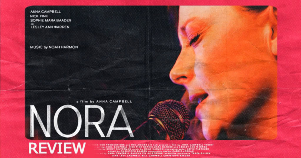 Anna Campbell in Nora (2025) movie review banner