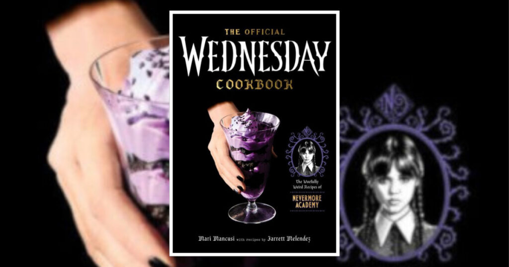 Wednesday cookbook review banner Netflix series, Wednesday Addams