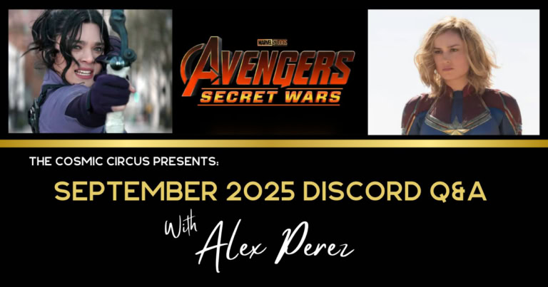 September 2025 A&A with Alex-Perez. talking about avengers: Secret wars kate-bishop-captain-marvel daredevil, young avengers