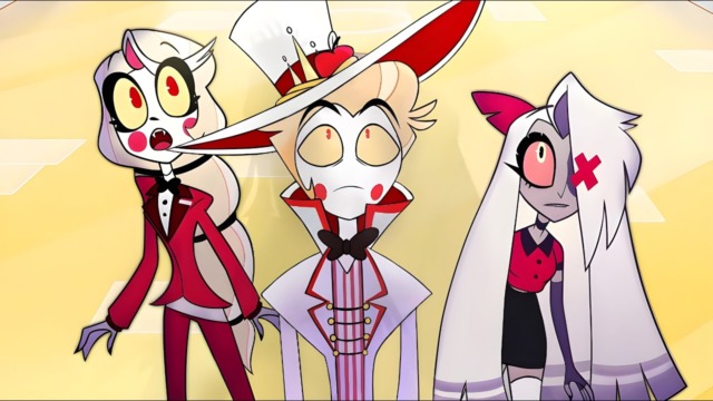 Charlie, Lucifer & Vaggie in 'Hazbin Hotel'