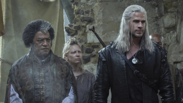 Laurence Fishburne as Regis and Liam Hemsworth as Geralt in 'The Witcher' Season 4