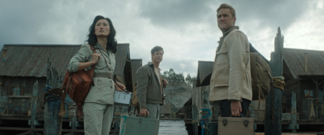 Mari Yamamoto, Anders Holm and Wyatt Russell in "Monarch: Legacy of Monsters"