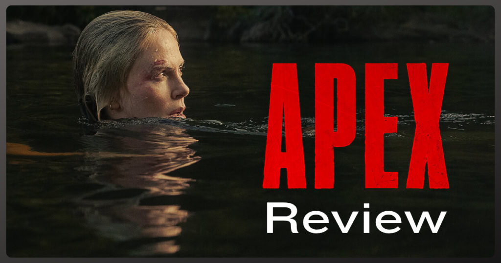 Apex Movie review banner Netflix film starring Charlize Theron and Taron Egerton