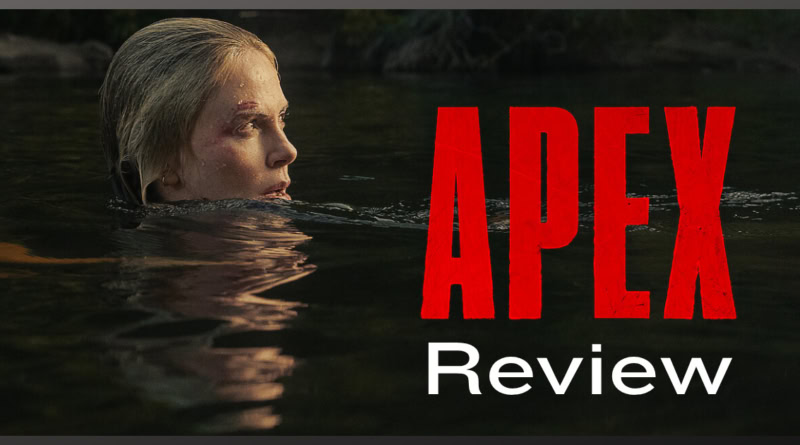 Apex Movie review banner Netflix film starring Charlize Theron and Taron Egerton