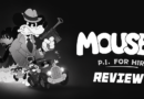Mouse P.I. For Hire Game Review Cartoon mouse detective in a noir style with a magnifying glass and vintage car.